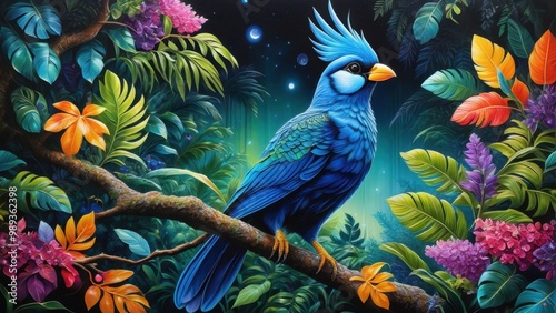 blue and yellow macaw ara created with generative AI software