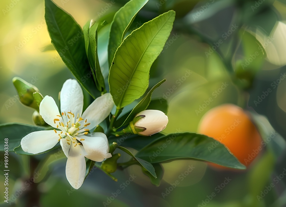 Obraz premium Delicate Orange Blossom and Fruit Close-Up