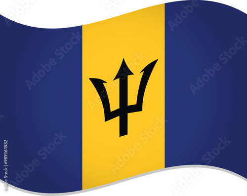 Barbados Country Flag Waving Vector