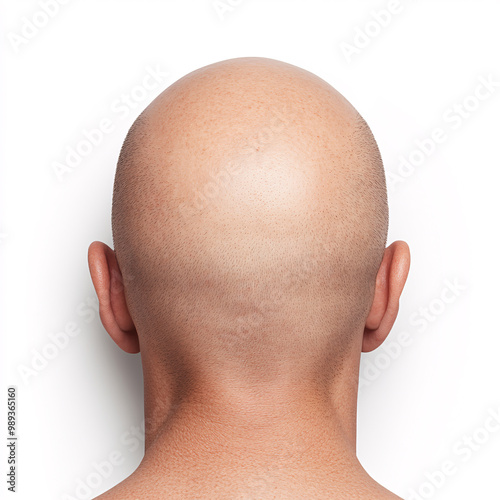 A bald man with a shaved area on the back of his head