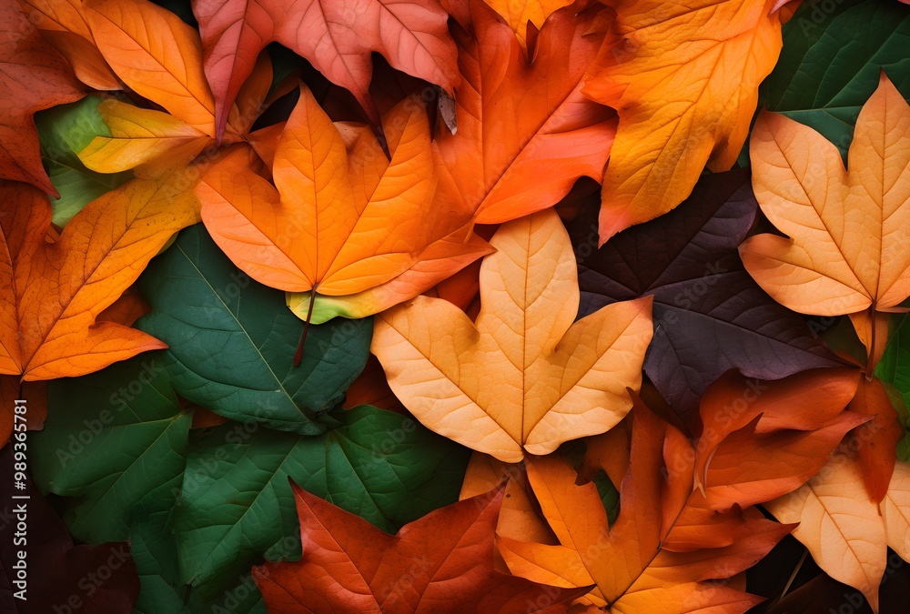 Autumn Leaves Abstract Pattern Green Red Orange Autumn Leaves Abstract Pattern Green Red Orange