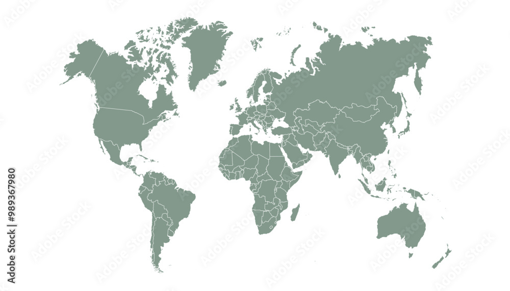 Obraz premium World map. Grey modern vector map. Silhouette map.