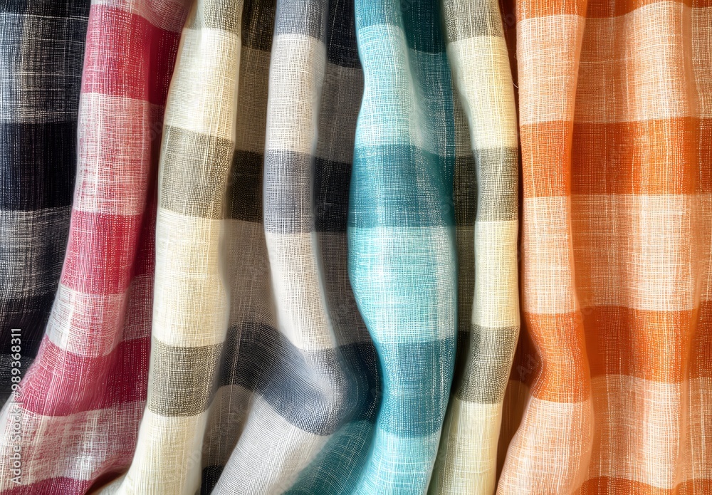Colorful Checkered Linen Fabric Background Colorful Checkered Linen Fabric Background