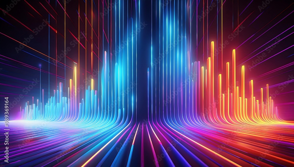 Abstract 3D Render Futuristic Neon Wallpaper with Glowing Ascending Lines Abstract 3D Render Futuristic Neon Wallpaper with Glowing Ascending Lines