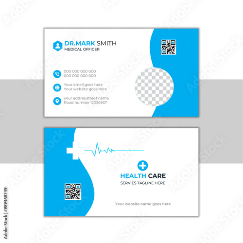 Professional Medical Business Card.healthcare medical card template. Doctor business card idea Medic Person Business Card Template Modern Health Consultant Name Tag.