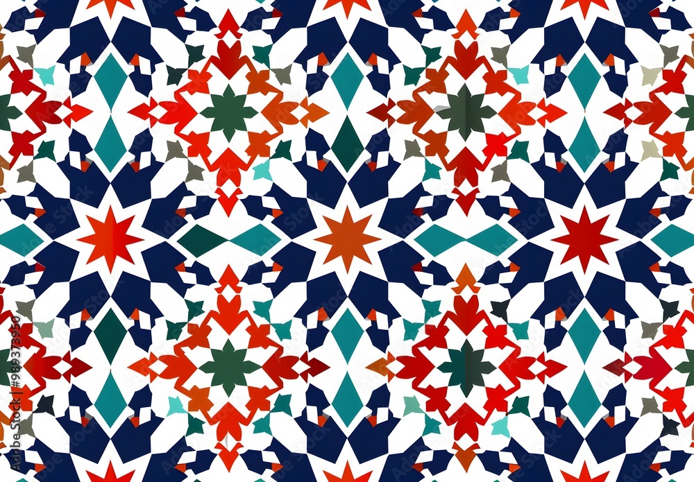Colorful Islamic Geometric Pattern - Arabesque Tile Colorful Islamic Geometric Pattern - Arabesque Tile