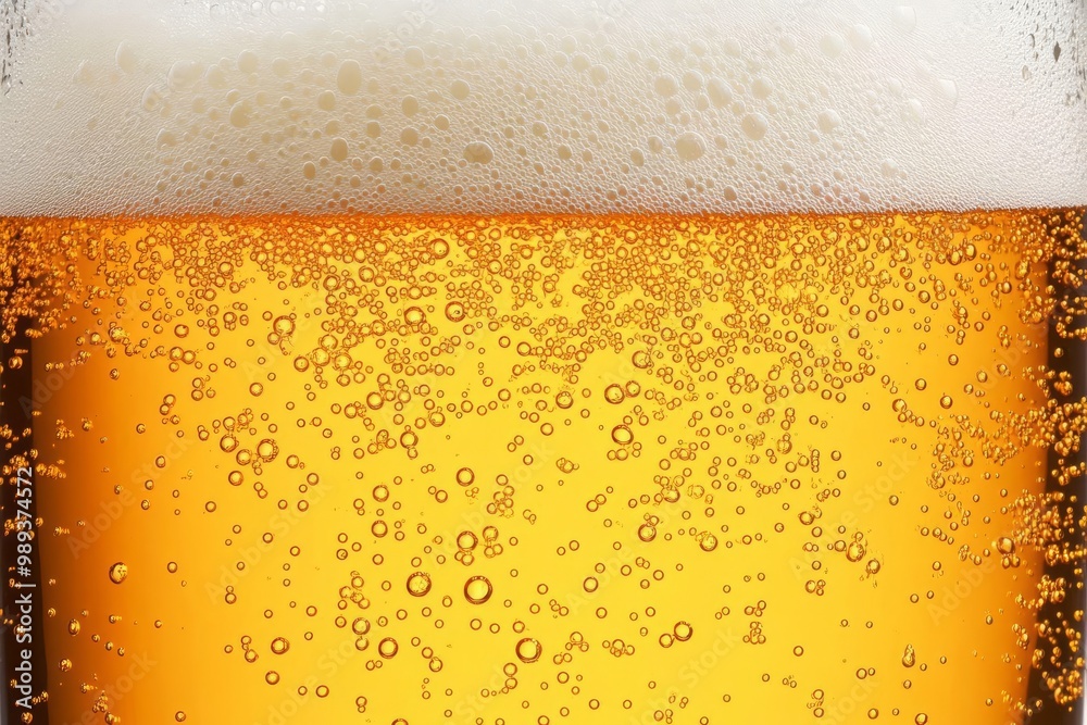 Freshly Poured Draft Beer with Bubbles Rising in a Glass on a Wooden Table Freshly Poured Draft Beer with Bubbles Rising in a Glass on a Wooden Table