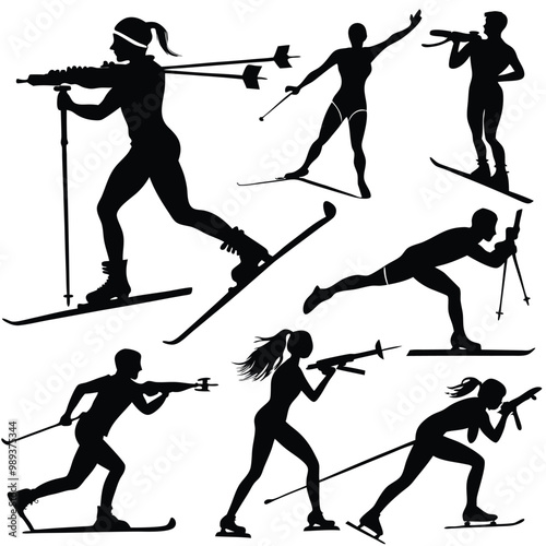 various biathlon silhouettes black color silhouette