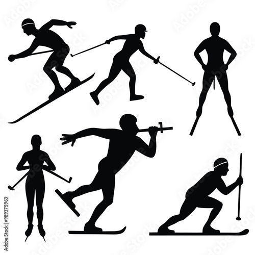 various biathlon silhouettes black color silhouette