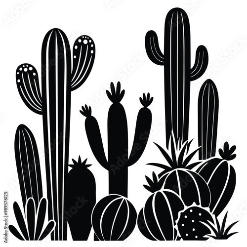 various  cactus  silhouettes silhouette