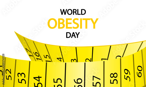 Obesity world day measuring tape, vector art illustration.
