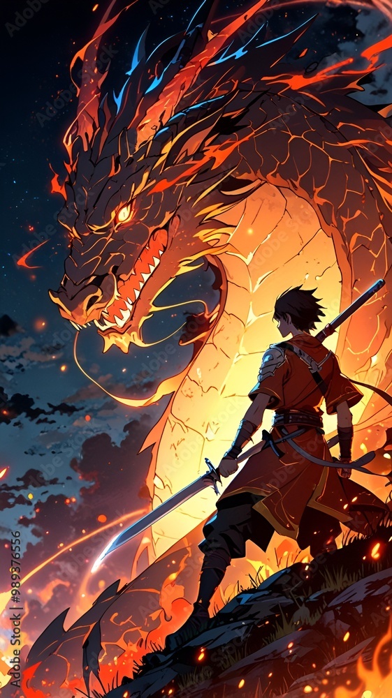 A fiery and energetic dragon slayer, known for his unwavering determination to protect his friends and embark on exciting adventures GENERAVTIE AI A fiery and energetic dragon slayer, known for his unwavering determination to protect his friends and embark on exciting adventures GENERAVTIE AI