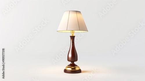 Wooden Lamp with White Shade