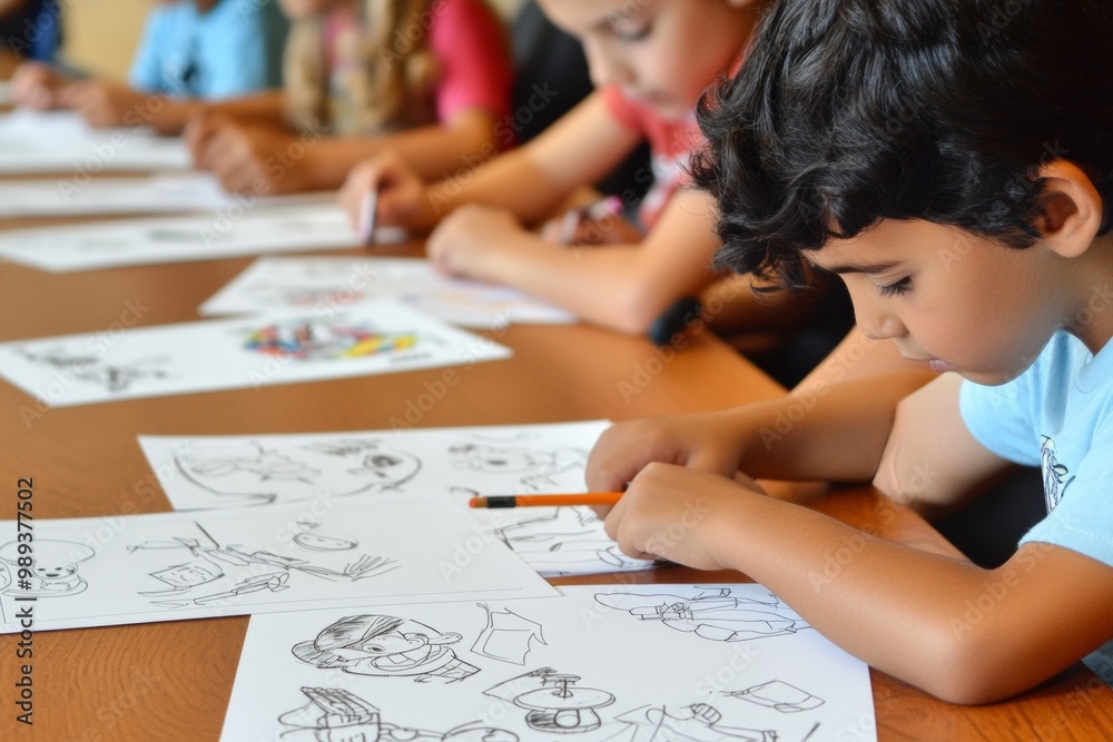Children Engaged in School Debate Activity Using Coloring Pages with Educational Themes Children Engaged in School Debate Activity Using Coloring Pages with Educational Themes