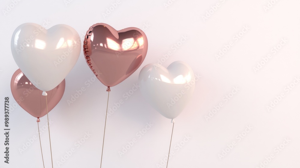 A vibrant display of heart-shaped balloons in shiny metallic hues creates a dreamy atmosphere of celebration and joy A vibrant display of heart-shaped balloons in shiny metallic hues creates a dreamy atmosphere of celebration and joy