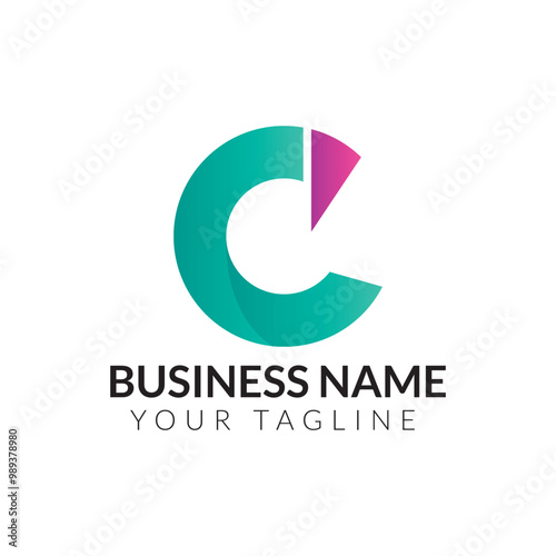 Free Download C abstract modern minimalist typography 3c colorful letter logo design template - GFXLoad