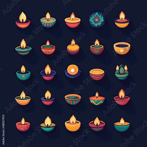Diwali Icon and Elements Collection