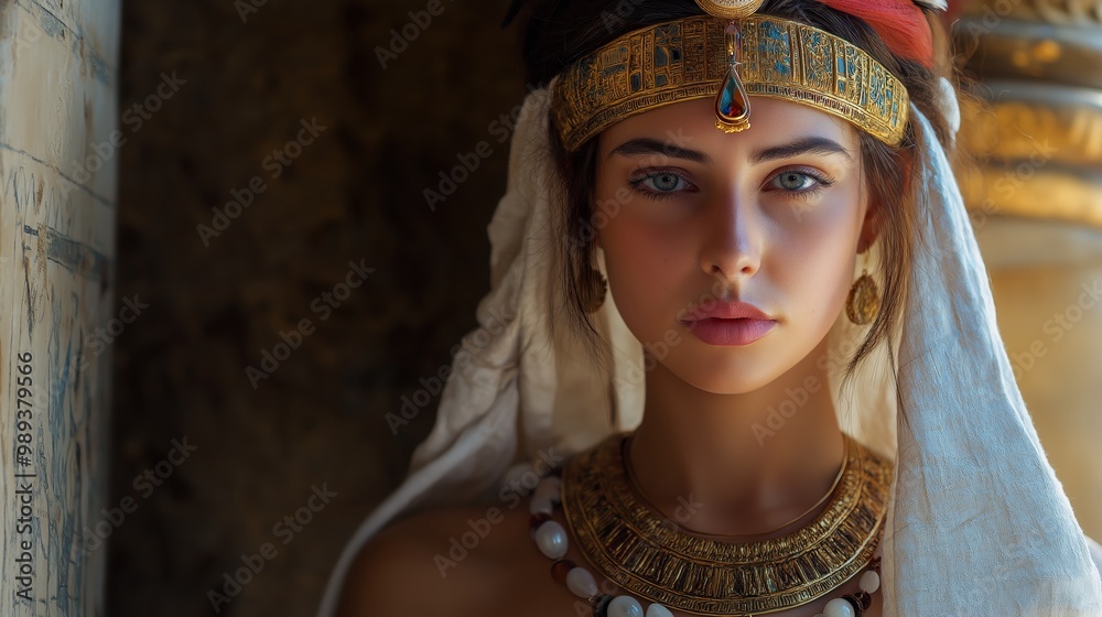 A beautiful ancient Persian woman wearing head dress or crown A beautiful ancient Persian woman wearing head dress or crown