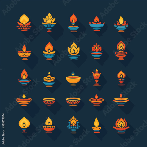 Diwali Icon and Elements Collection