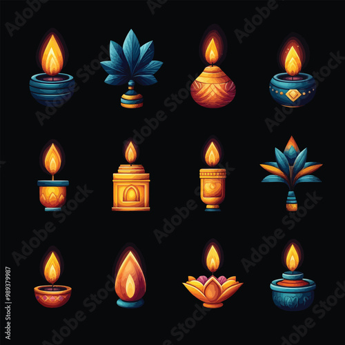 Diwali Icon and Elements Collection