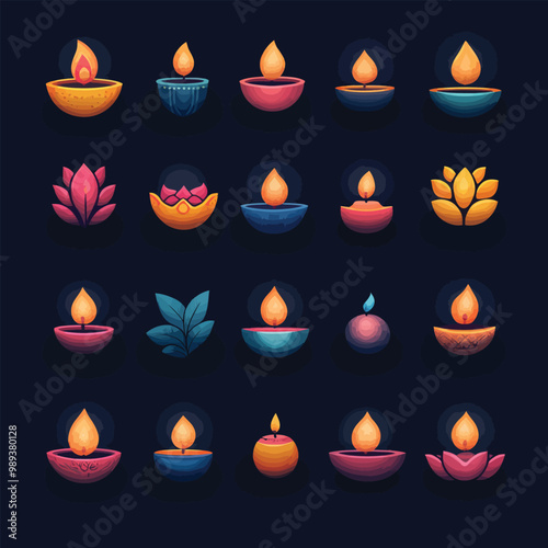 Diwali Icon and Elements Collection
