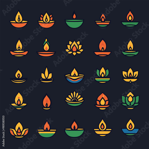 Diwali Icon and Elements Collection