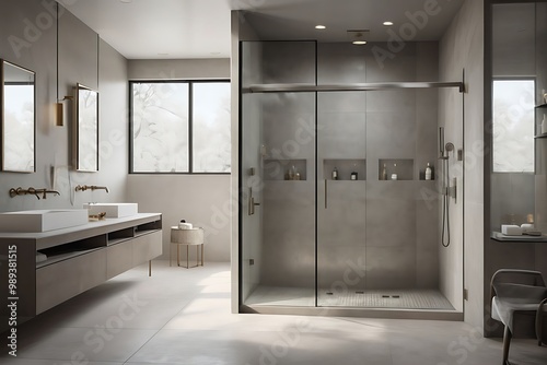 modern bathroom interior with shower