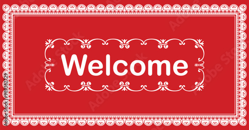 Welcome plate traditional folk painting aipan design 
