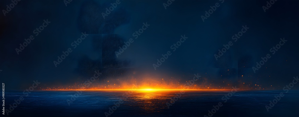 Obraz premium Dark Blue Background with Glowing Orange Light