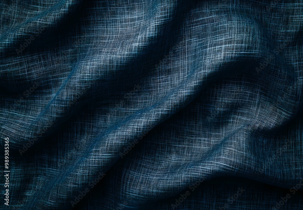 Fototapeta premium Dark Blue Linen Fabric Texture Background