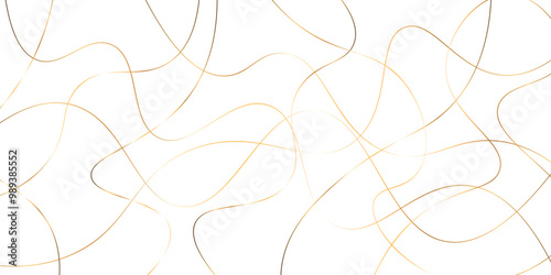 Random pattern colorful line stroke on a transparent background. Chaotic random lines abstract geometric pattern vector background. Decorative golden pattern with tangled curved lines. 