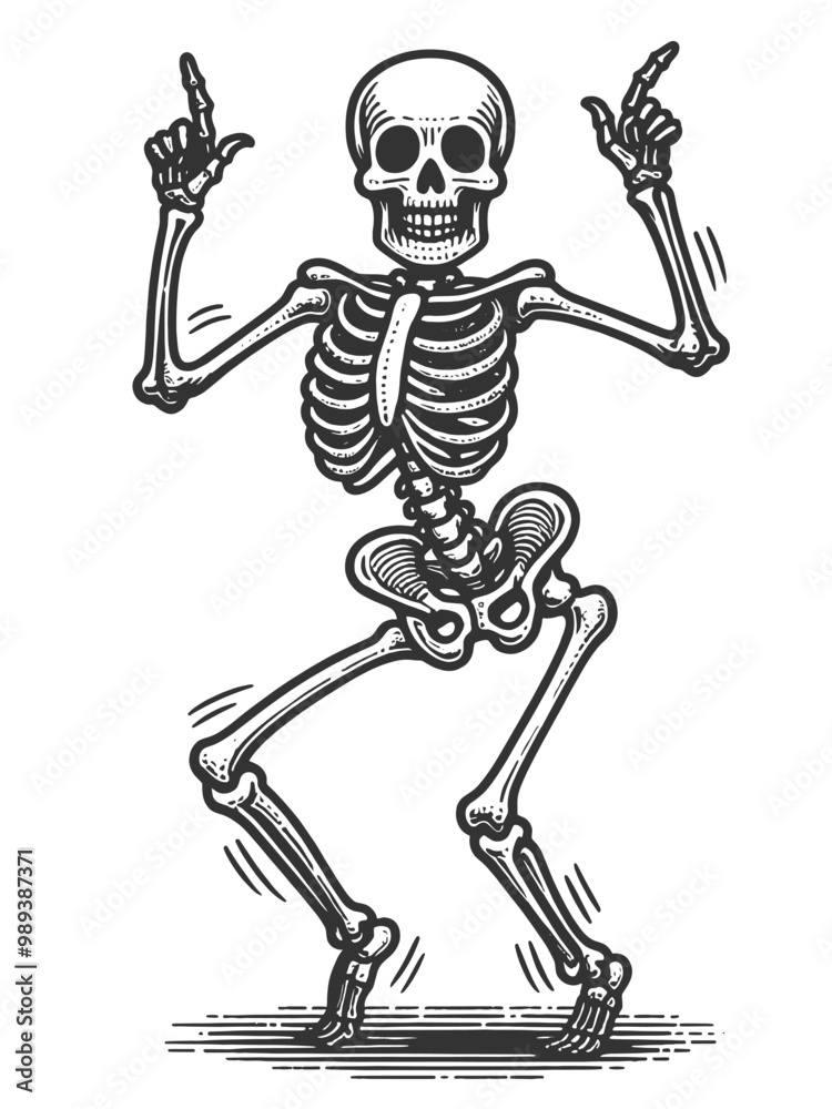 skeleton dancing, dance pose, exuding a fun and spooky vibe sketch engraving generative ai vector illustration. Scratch board imitation. Black and white image. skeleton dancing, dance pose, exuding a fun and spooky vibe sketch engraving generative ai vector illustration. Scratch board imitation. Black and white image.