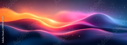 Abstract Wavy Gradient Background with Glowing Lights