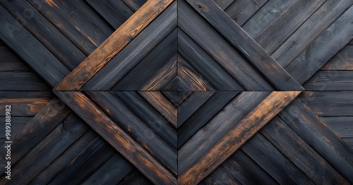 Dark Wood Pattern with Symmetrical Diamond Shapes