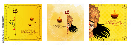 happy Dugra puja wishing post designs vector file background