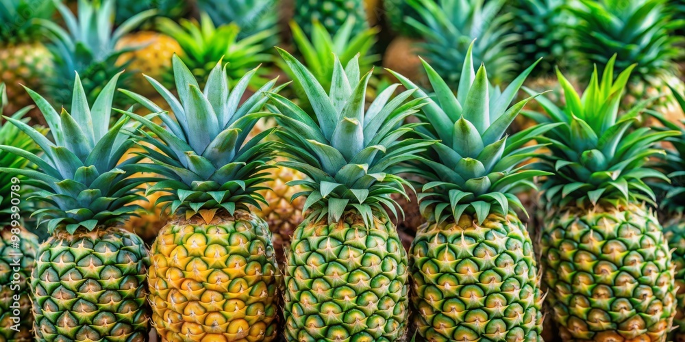 Closeup of Fresh Pineapple with Green Leaves, Tropical Fruit, Summer , Pineapple Closeup of Fresh Pineapple with Green Leaves, Tropical Fruit, Summer , Pineapple