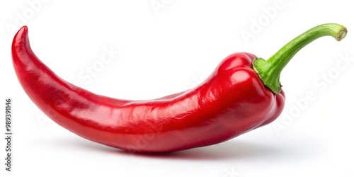 Curved Red Pepper on White Background, Chili Pepper, Red Pepper