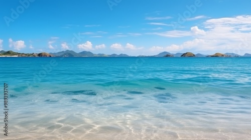 Stunning tropical beach panorama  a serene seascape of sky and sea in perfect harmony