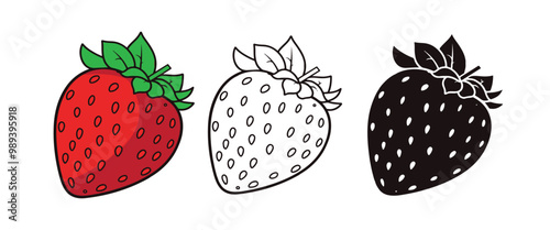 vector of silhouette, illustration and silhouette of  strawberry
