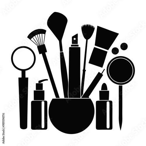 Download Makeup Tools Silhouette Vector Illustration Eps File For Design.