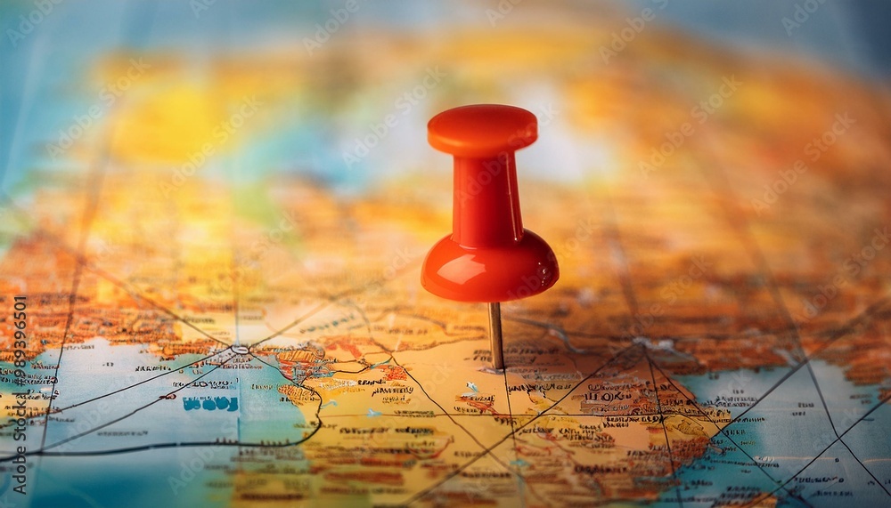 Map location marked with a pin, emphasizing navigation, adventure, traveling concept Map location marked with a pin, emphasizing navigation, adventure, traveling concept