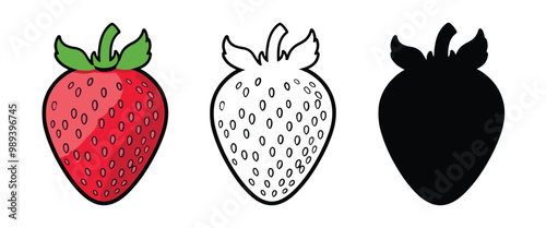 vector of silhouette, illustration and silhouette of  strawberry
