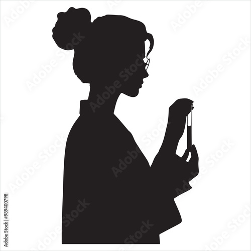 Scientist silhouette on white background
