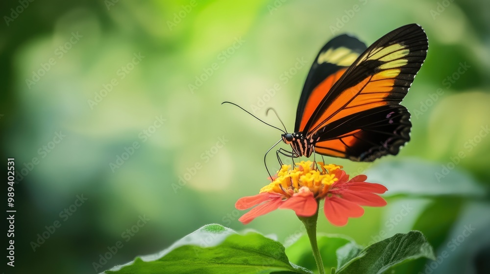 Butterfly on a Pink Flower in Green Garden Butterfly on a Pink Flower in Green Garden