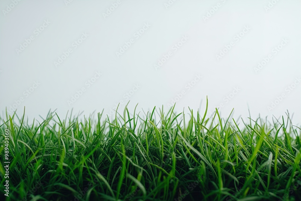Obraz premium Lush Green Grass Growing Vibrantly Under a Clear Sky During a Sunny Afternoon in a Fresh Outdoor Setting