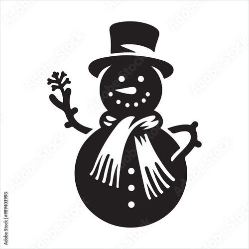 snowman silhouette on white background
