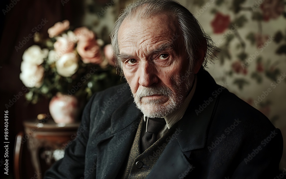 Reverie of Time: Portrait of an Elderly Man in Vintage Traditional Attire with a Reflective Expression Reverie of Time: Portrait of an Elderly Man in Vintage Traditional Attire with a Reflective Expression