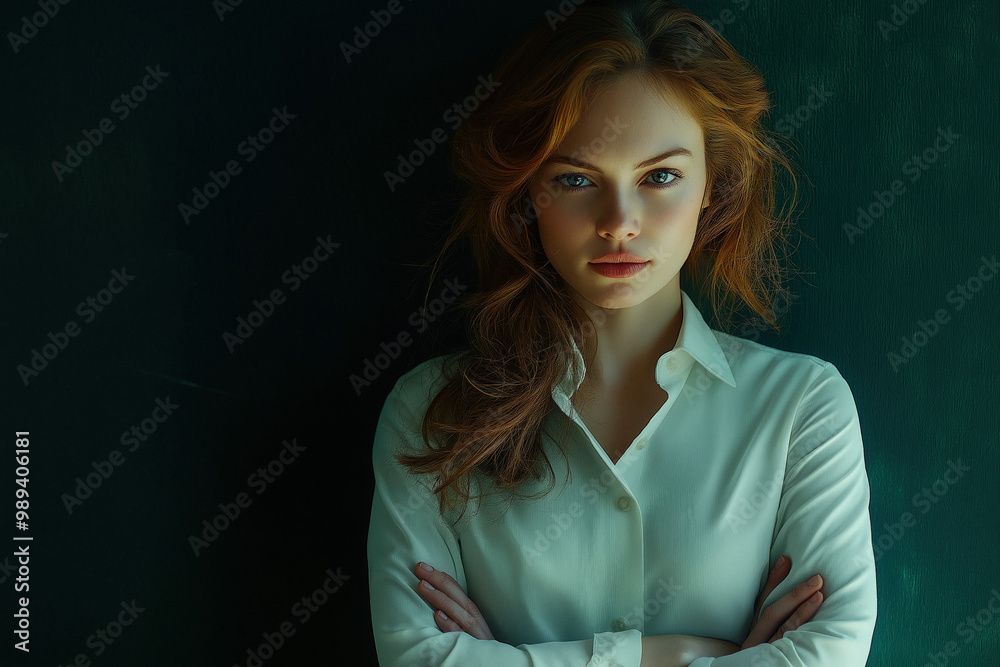 Business Woman On A Dark Background Business Woman On A Dark Background