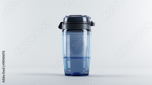 Blue Water Bottle with Black Lid