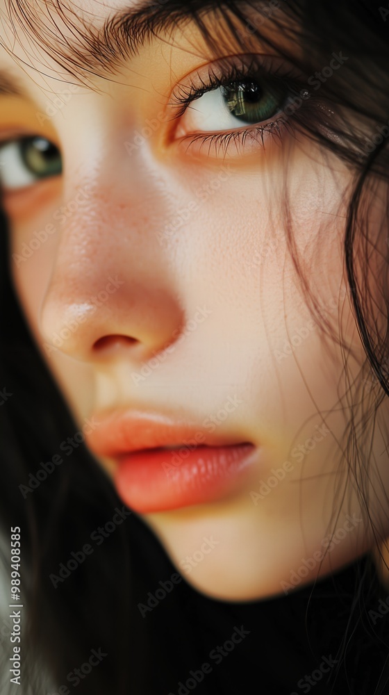 穏やかな美しさと春のエッセンス - アートと写真のクローズアップポートレート